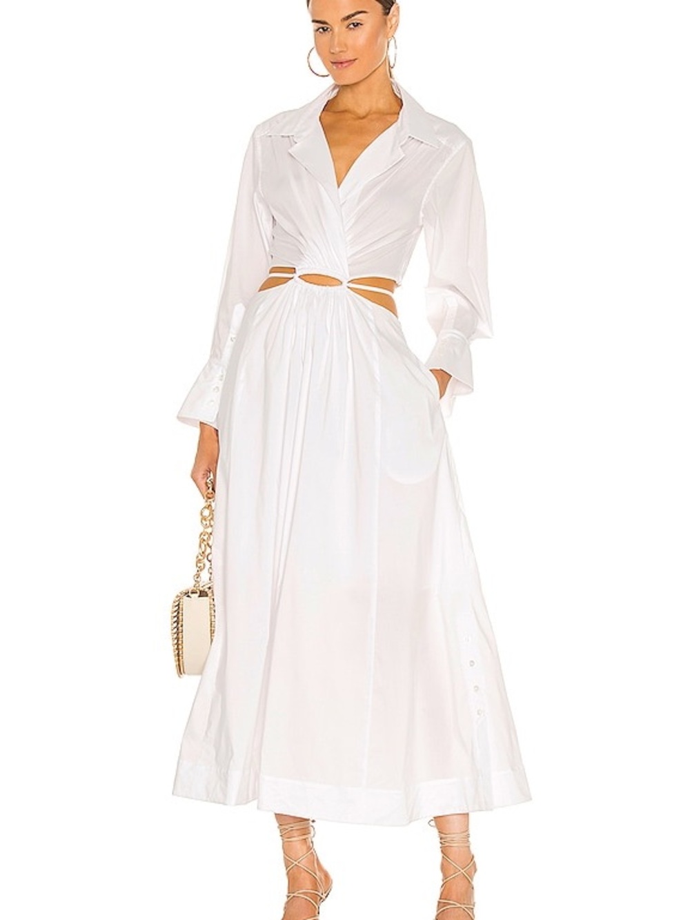 NWOT Simkhai White Cutout Shirt Midi Dress, Size M